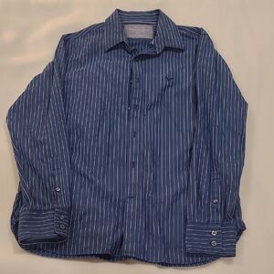 American Eagle Outfitters Blue and White Striped Casual Shirt
